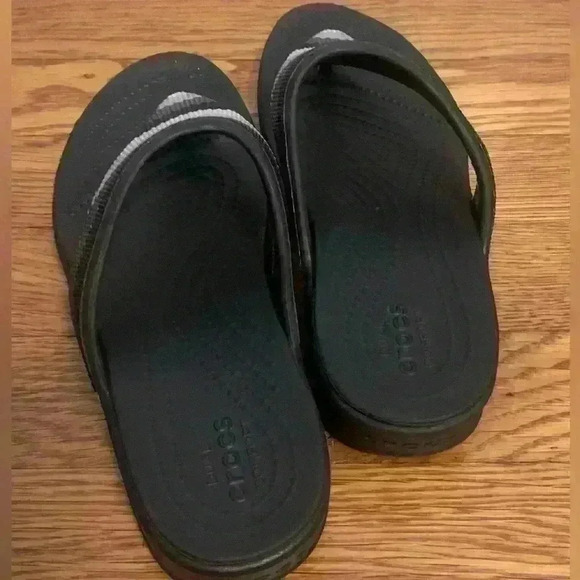 Crocs Monterey Bead Stripe Wedge Sandal, Black Grey Silver Womens Size 6 - Picture 4 of 6